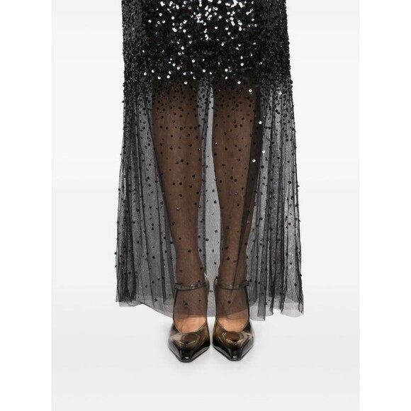 Sachin & Babi Womens Black Sequin Design Sleeveless Long Gown Dress Size 4 - Picture 4 of 9